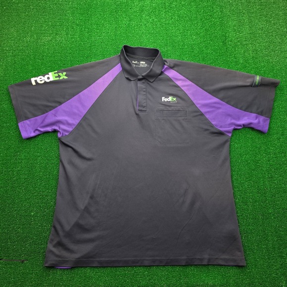 Fedex Ground Polo Shirt Mens 2XL Black Short Sleeve Employee Uniform Work